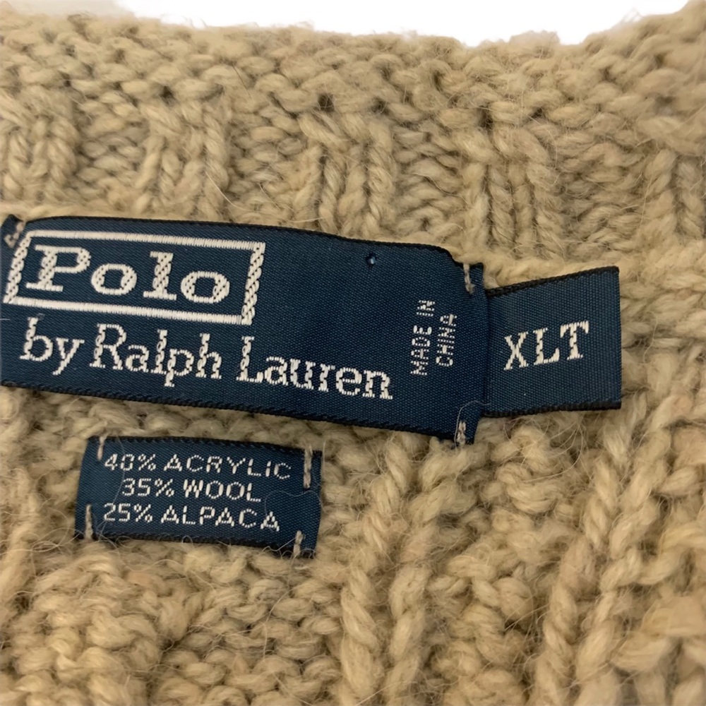 Polo by Ralph Lauren Men's Cable Knit Crewneck Sweater - Beige - Picture 3 of 7